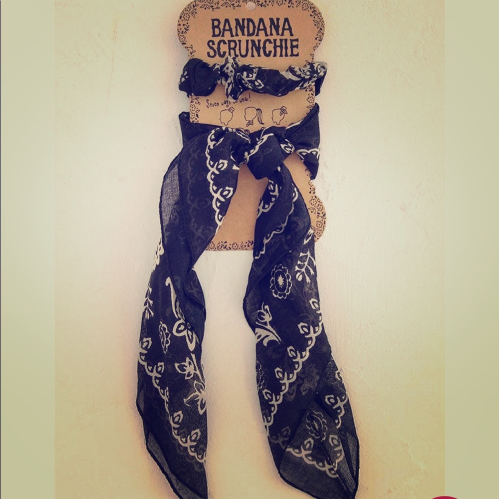 Natural Life Black Paisley Bandana Scrunchie